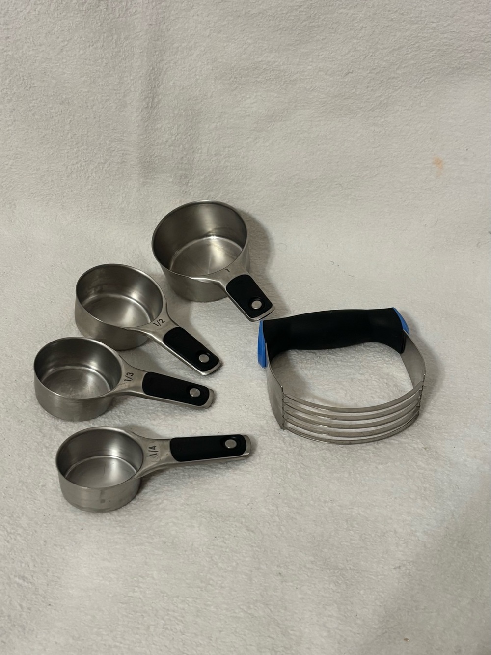 OXO Stainless Steel Measuring Cup Set with Pastry Blender - Silver and Black